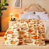 1pc, Soft Flannel Fall Pumpkin Blanket, Cozy Autumn Bedspread and Sofa Cover, with Pumpkin Spice Latte, Maple Leaf, Cinnamon Stick, and Pecan Pie Desi