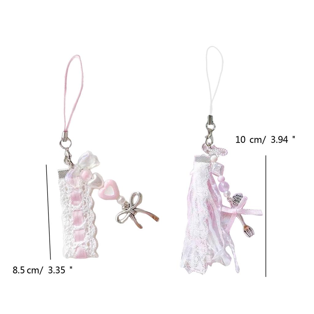 Handmade Phone Strap In Princess Dream Style Delicate Beaded Phone Case Chain Sophisticated Sweet Keychain Pendant Charm