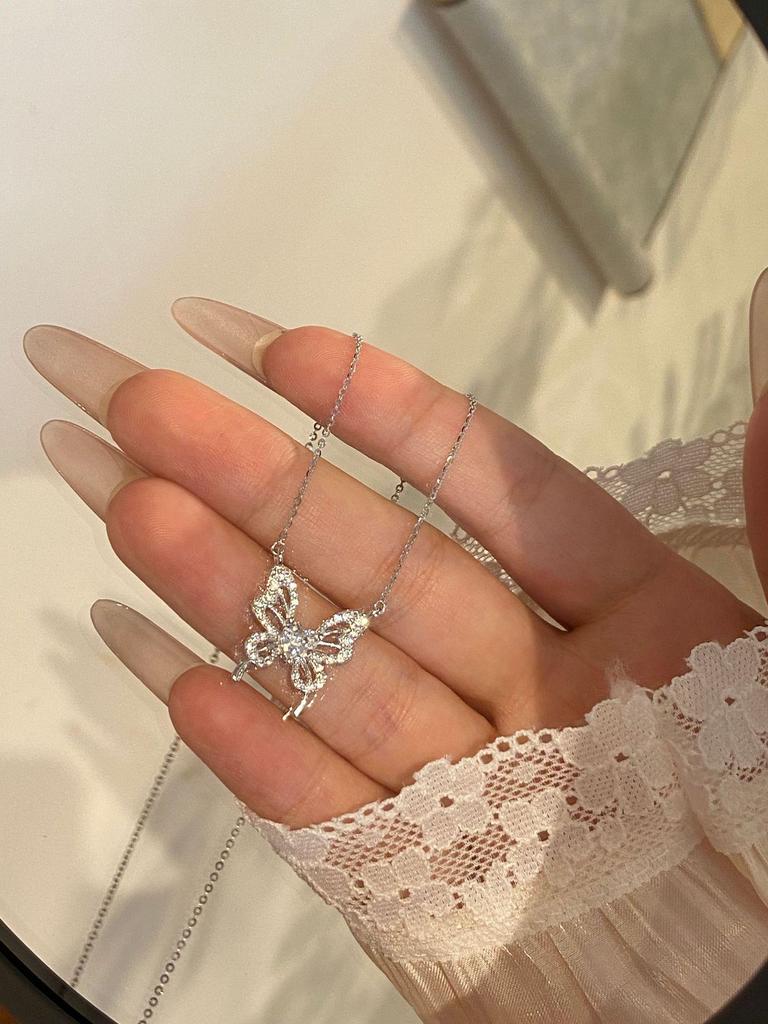 S925 Sterling Silver Gemstone Butterfly Necklace - Midsummer Night's Dream Collection, 2025