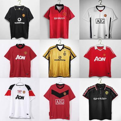 Manchester United Classic Retro Multi-Season Manchester United Home And Away Jersey Sports Short-Sleeved T-Shirt Champions League Football Jersey