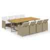 Vidaxl 9-Cz. Garden Furniture Set With Cushions, Poly Rattan, Beige