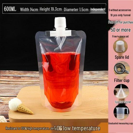 Soy Milk Stand-Up Spout Bag - Reusable, Transparent, Liquid-Safe, Large Diameter Packaging for Soups & Beverages
