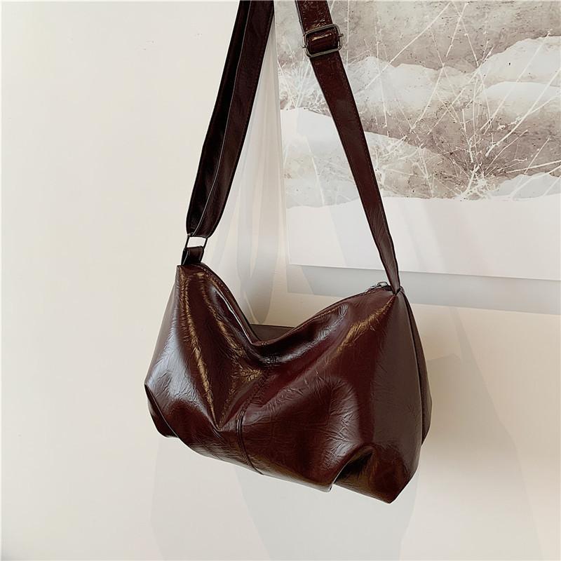 

Модная сумка-подмышка из мягкой кожи, женская повседневная простая сумка на плечо большой вместимости, ретро-сумка-мессенджер для поездок на работу бордовый