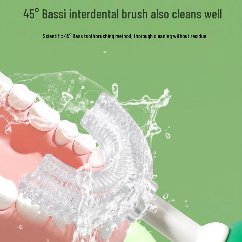 Children's U-Shape Toothbrush: Soft Silicone Bristles, Dinosaur Handle, Ages 1-12.