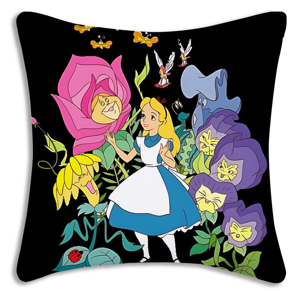 Disney Alice in Wonderland Pillow Covers Cartoon Sofa Decorative Home Double-sided Printing Short Plush Cute Cushion Cover