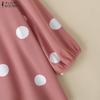 ZANZEA Polka Dot Print Summer Casual 3/4 Sleeve Women Blouse
