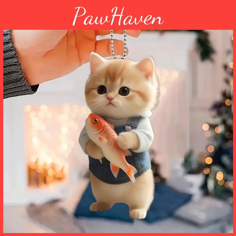 Cat Car Acrylic Hangtag Ornament Sleek Design Interior Decora Pendant Supplies
