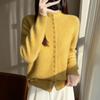 Plus Size Knit Wool Cardigan Sweater with Stand Collar - Women's Long Sleeve Autumn/Winter Fashion
