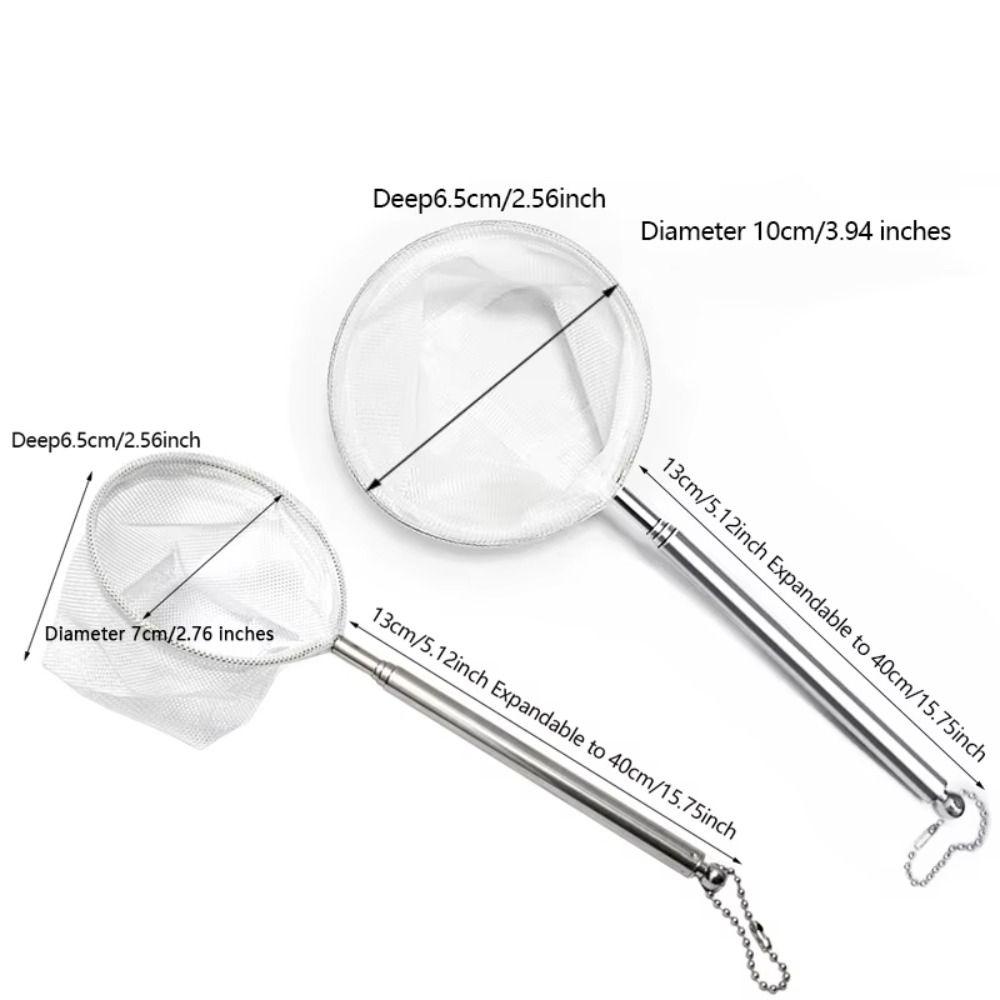 Fine Net Aquarium Dip Net Stainless Steel Fishtanks Cleaning Net Retractable Fishing Net Fish Tank