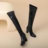 Krazing Pot Microfiber Round Toe High Heels Over-the-knee Boots Size 46 Size 45 Slip On Plus Size Women Over-the-knee Boots
