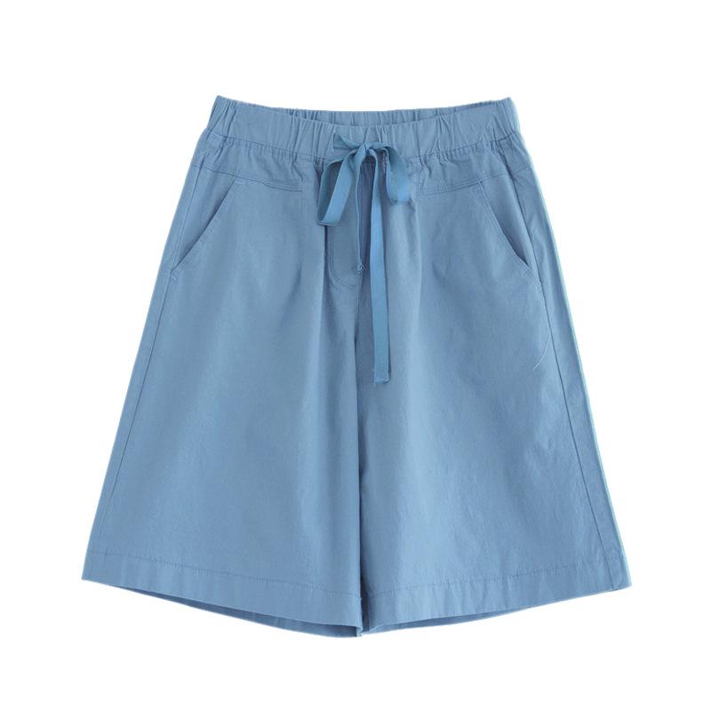 Dames Casual Shorts met Hoge Taille van Katoenen Twill - Los, Kreukvrij, Wijde Pijpen, Grote Maten, Zomerstijl