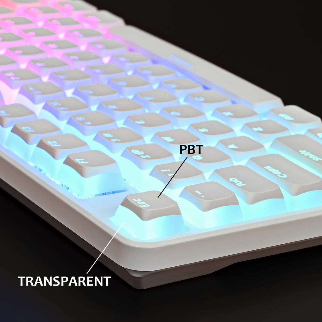 Ussixchare 117-Key PBT Printed Keyset, Dual Lens Translucent XDA Contour, ISO and ANSI Layout, Suitable for 61688487104-Key Mechanical Keyboards