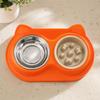 Yousheng Double Bowls Pet Feeder, Slow Feeder Bowl And Stainless Steel Bowl, Spill-Proof Anti-Slip Water And Food Bowl Set for Indoor Cats Dogs