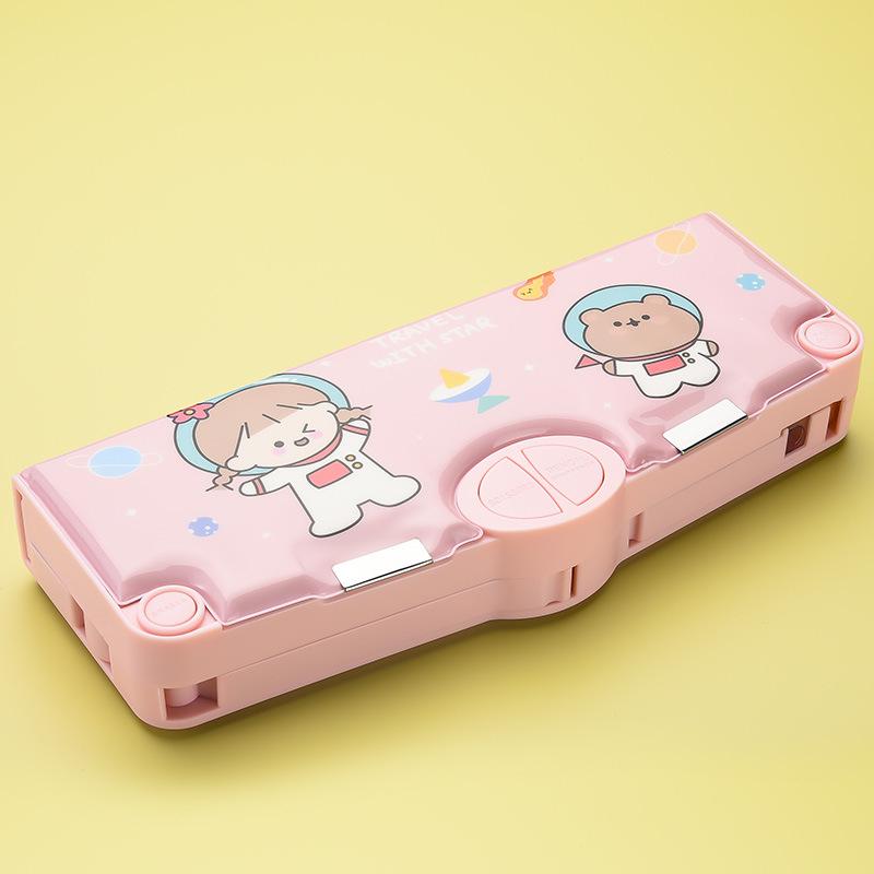 Multifunctional Large Capacity Double Layer Children's Pencil Case for Boys and Girls - Cute Plastic Box