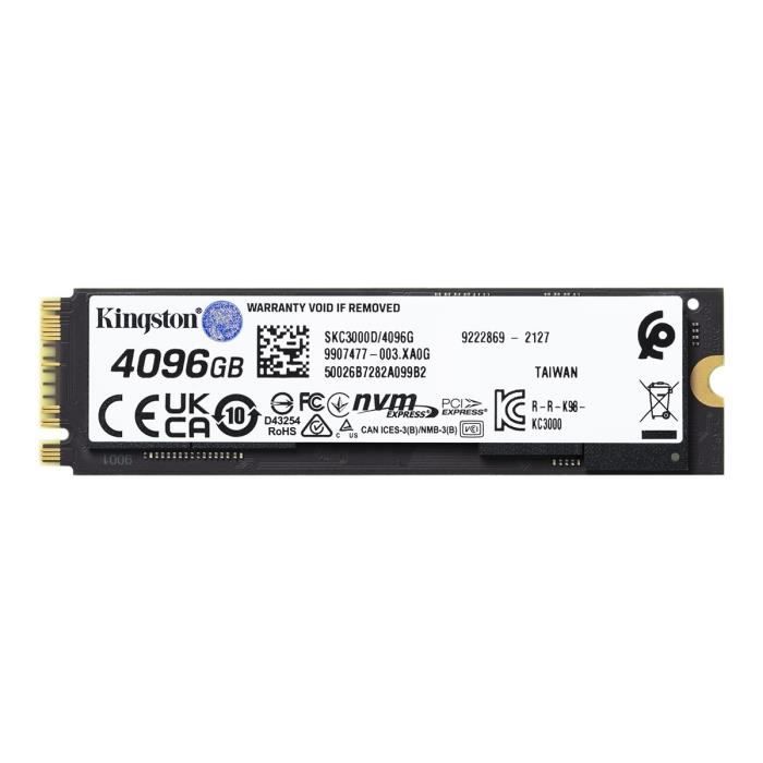 Kingston - ssd interne - kc3000 - 4096go - m.2 nvme (skc3000d/4096g)