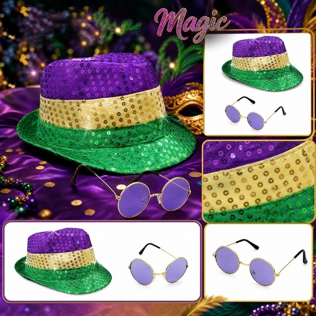 Masquerade Party Hat and Accessory Set for Costume Parties