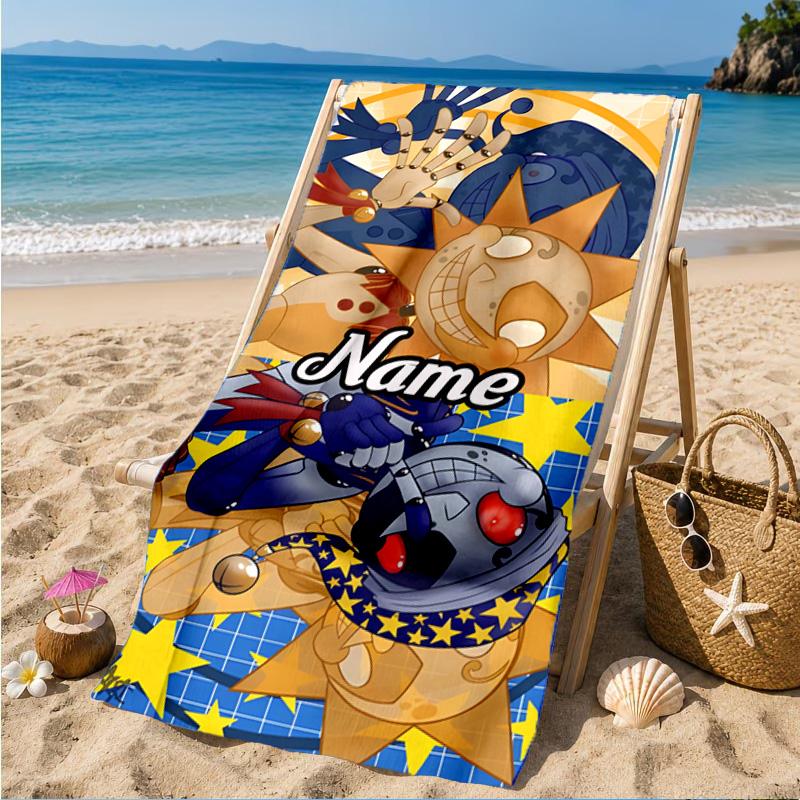 Custom Name Daycare Moon Drop Adventure Heart In Space Adventure Microfiber Beach Towel, Lightweight for Summer Travel, Swimming Pool Fan Gift