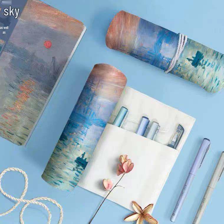 Jiujiu Stationery Creative Chinese Style Retro Roller Blind Pencil Case - Large Capacity Japanese Fabric