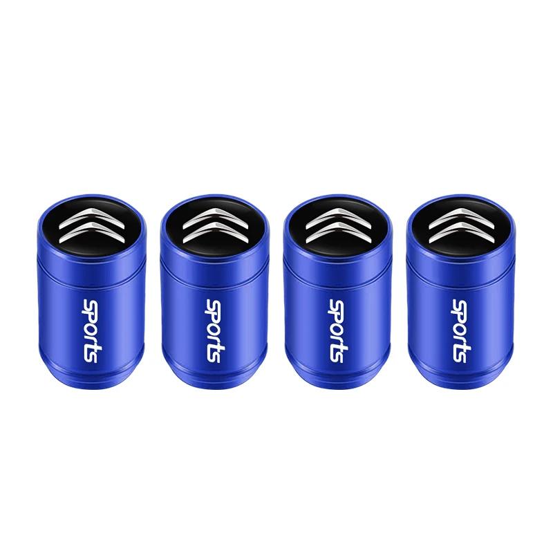 

4Pcs Car Wheel Hub Valve 3D Metal Dustproof Tire Valve Cap For Citroen Celysee C6 C3 C5 C1 C2 C4 Aircross Picasso Cactus Berling синій