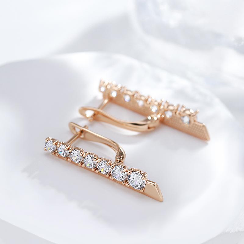 Luxury  Rose Gold Color Long Dangle Earrings For Women Fashion Natural Zircon Party Party Daily Fine Unique Jewelry