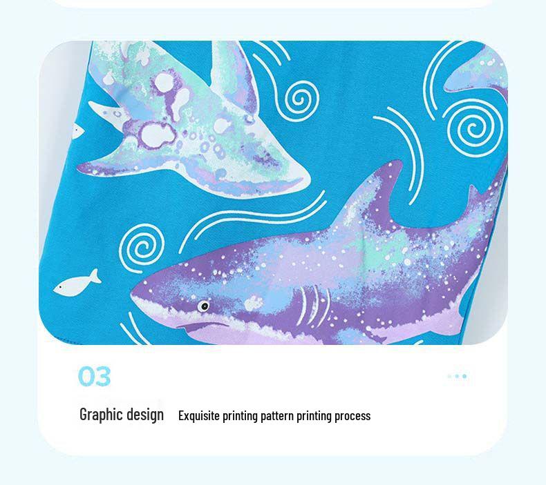 Boys' Whale Print Round Neck Summer T-shirt - European American Fashion Style