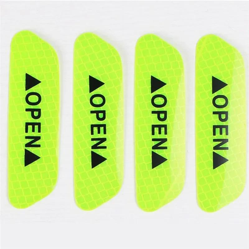 4PCS Reflective Car Door Sticker Safety Opening Warning Reflector Tape Decal Car Accessories Exterior Interior Reflector Sticker