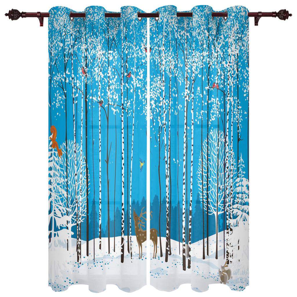 Borovicový les Sněhové vločky Okna Závěsy Obývací pokoj Luxusní dekorace Vánoční závěsy Ložnice Závěsy do kuchyně