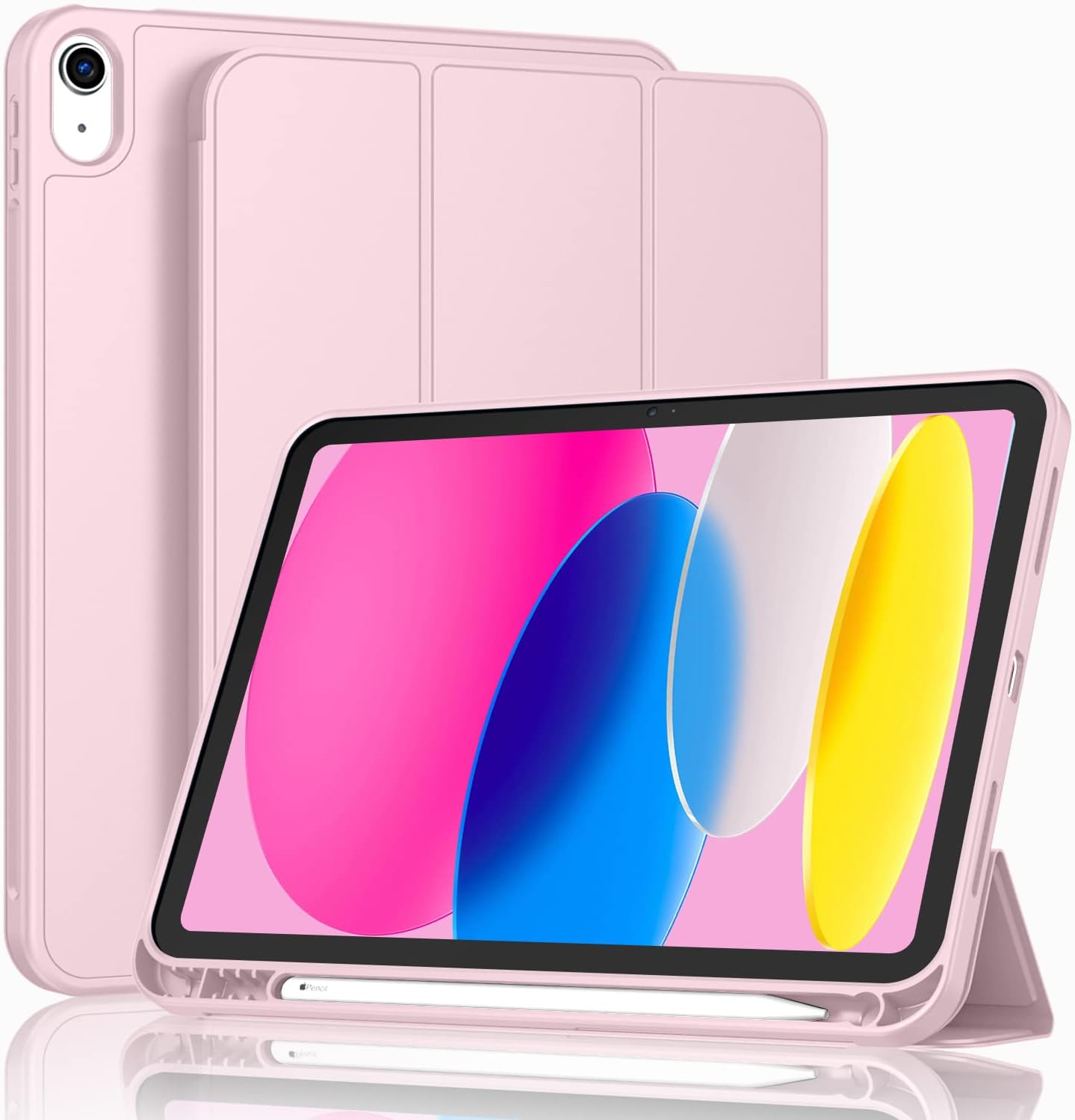 

Case for IPad (A16) 11 Inch 2025/iPad 10th Generation 10.9 Inch 2022, Slim Trifold Stand Protective Cover with Pencil Holder iPad 10 (10.9-inch) рожевий