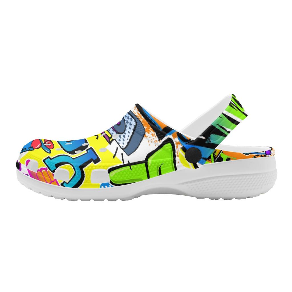 Unisex Printed EVA Beach Shoes Lightweight Breathable Slip On Garden Clogs Pool Bathroom Home Casual Sandals Home Garden Use
