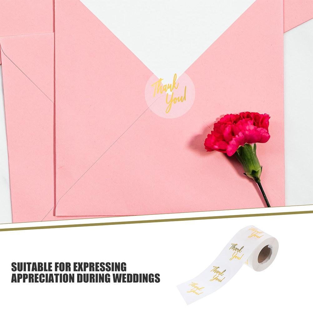 4 Rolls Round Thank You Stickers Transparent With Gold Accents For Box Sealing Bag Sealing Small Business Packaging Thank You