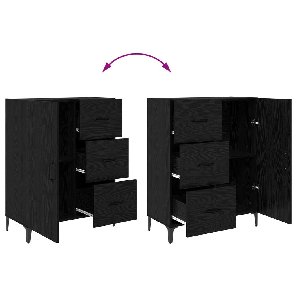 Highboard in Black Oak Look 69.5 x 34 x 180 cm Engineered Wood
