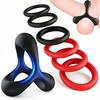 7 Men's Silicone Ring Set and Sleeve for Erection Enhancement, Soft and Elastic Male Sex Toy,Adult Toys for Couples' pleasure(Black and Blue)
