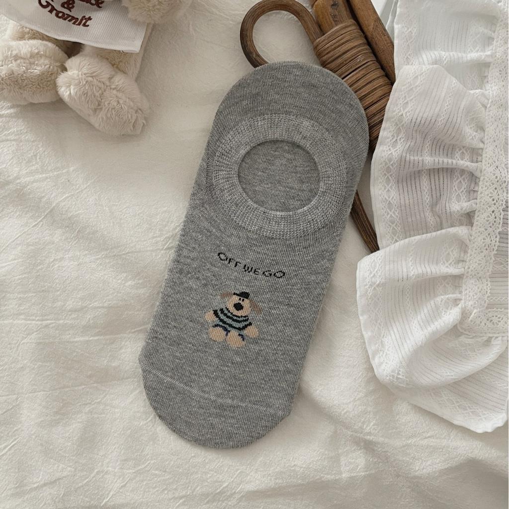 Silikon-Anti-Rutsch und Nicht-Abfallend mit niedrigem Bund, Niedliche Flugzeug-Hundesocken, Damen-Unsichtbare Socken, Dünne Sommer-Cartoon-Knochenlose Bootssocken