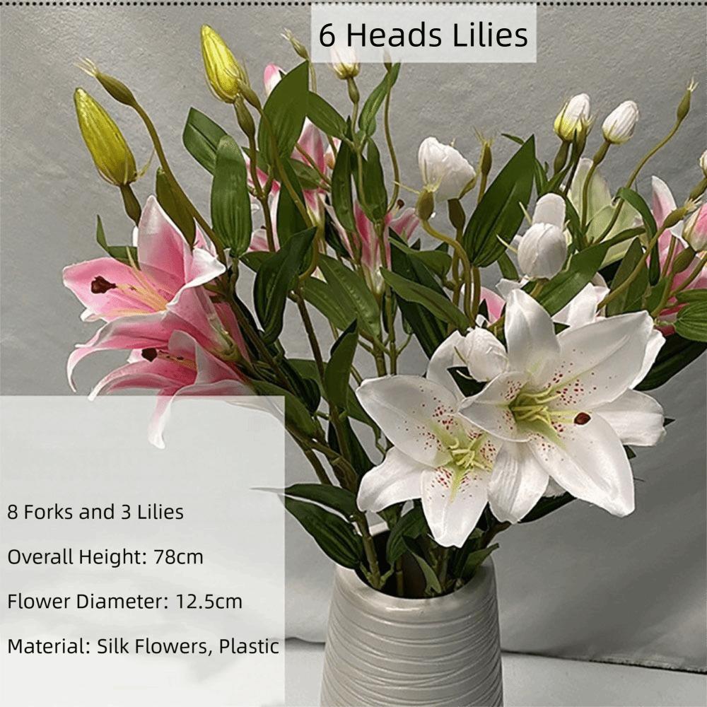 Arrangement Lily Silk Lilies Pastoral Decorative Artificial Flowers 7Heads Fake Fake Bouquet Wedding Arch