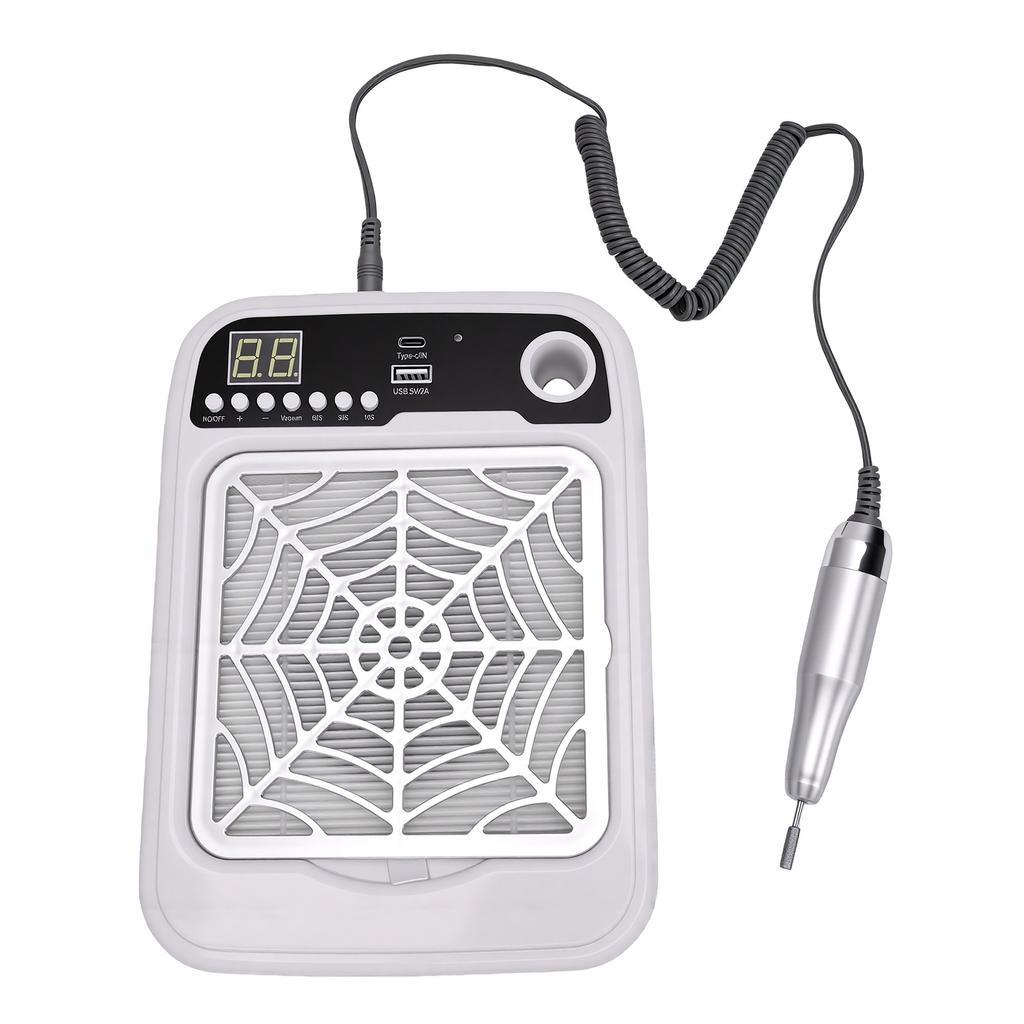 3 in 1 Nail Vacuum Cleaner with Drill Lamp, 35000 RPM 8 Speeds LED Display, for Professional Home Manicure