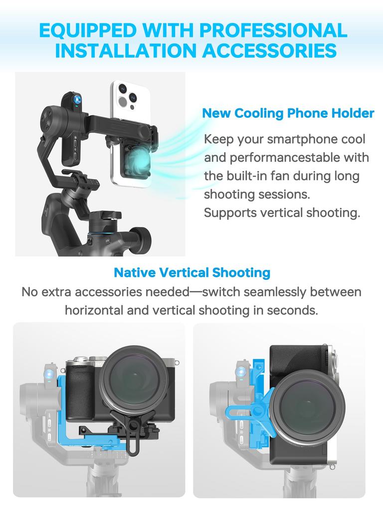 FeiyuTech SCORP Mini 3 Pro Gimbal Stabilizer for Cameras - All-in-One Gimbal with AI Tracking & Remote Handle - Compatible with Sony/Canon/Nikon/GoPro