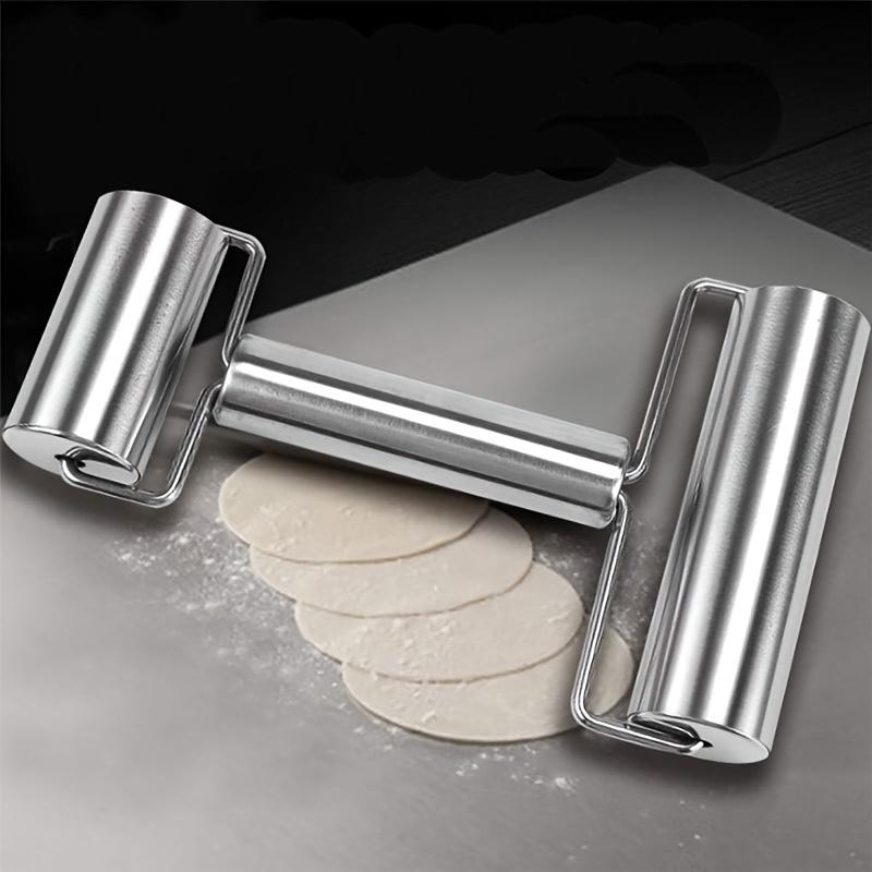 Pastry Pizza Roller, Smooth Non Stick Stainless Steel Rolling Pin Time-Saver Pizza Dough Roller for Home Kitchen Baking Cooking