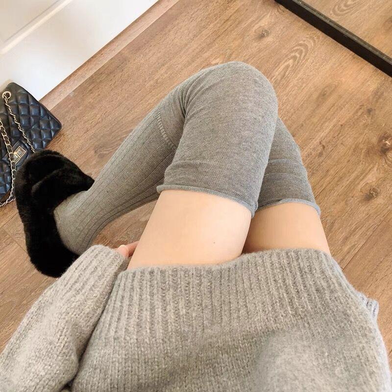 Women'S Thigh High Stockings Trendy Casual Over The Knee Long Socks Lolita Thermal Vertical Stripe Socks Female Tube Leggings