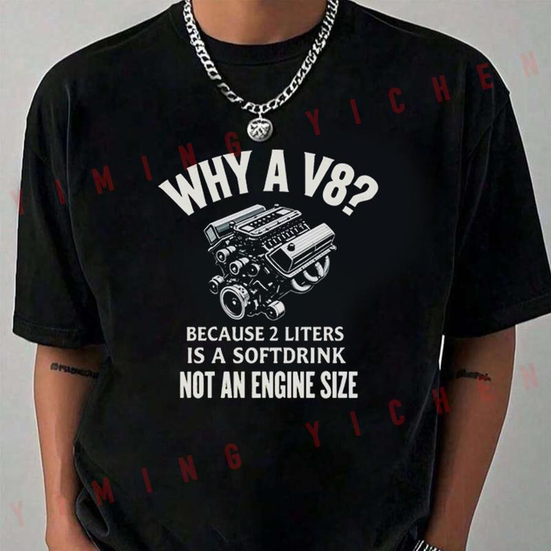 Warum V8 Grafikdruck Motorrad T-Shirt Lässige T-Shirts Für Den Sommer Bequeme Kurzarm Tops
