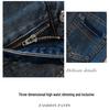 Women's High Waist Cuffed Slim Fit Straight Leg Retro Blue Jeans, Spring/Autumn 2025 Collection