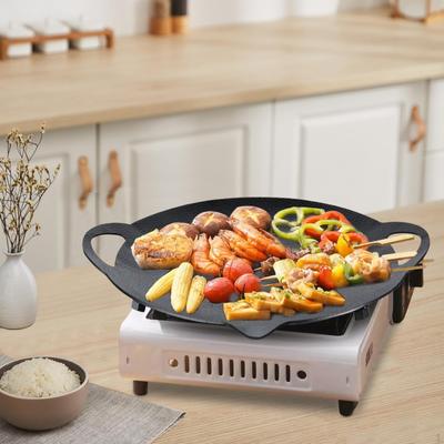 BBQ Frying Pan Accessories Circular Non-Stick Grill Plate for Home Camping Indoor Outdoor Pancake