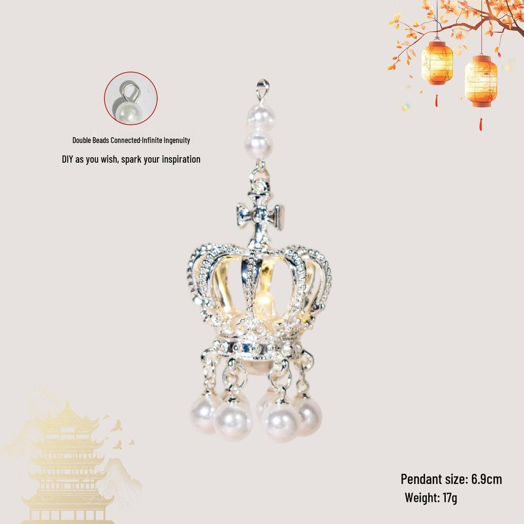 Luminous DIY Palace Lantern Fan Pendant Magnet Keychain Ornament - Ancient Style Accessory