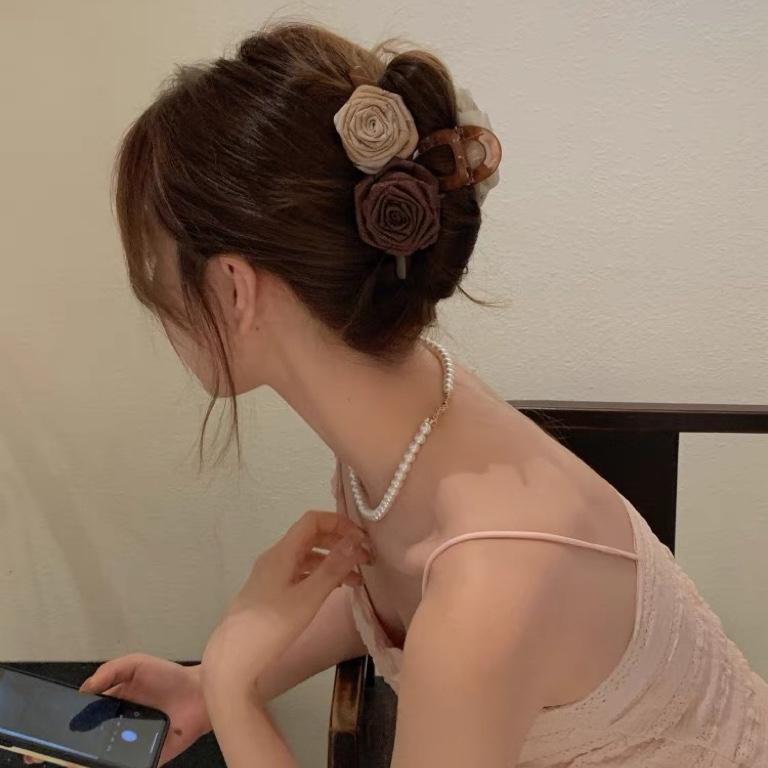 Clips Asimetric cu Floare Roz pentru Prindere Păr Ac de Păr Feminin Clips Rechin Premium Floare de Cap Accesorii de Păr Articole de Acoperământ