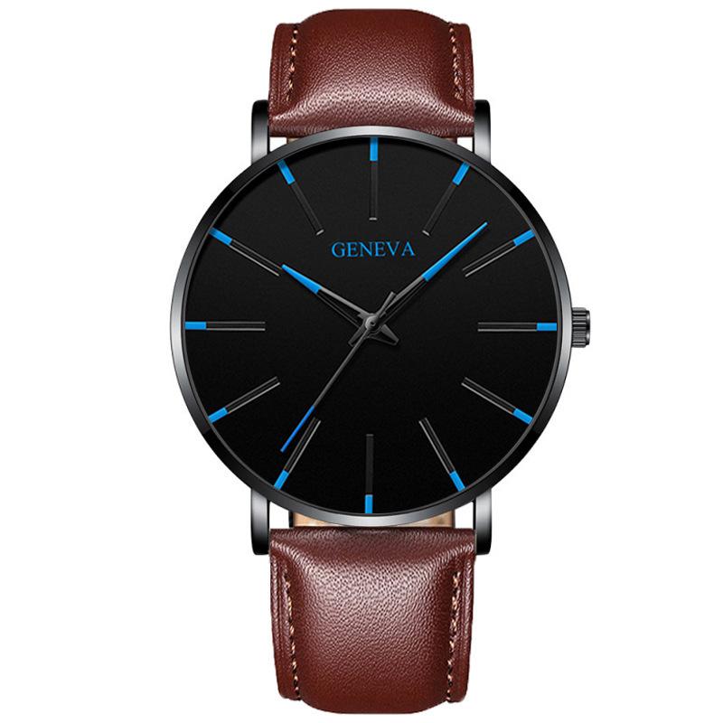 Geneva Fashion Men'S Leather Quartz Watch Casual Business Men'S Watch Slim Watch