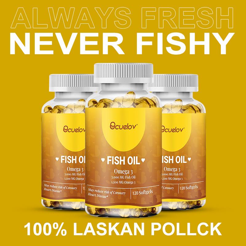 Les capsules molles d'huile de poisson des profondeurs Bcuelov contiennent 3000 mg d'huile de poisson pour renforcer l'immunité 120 capsules