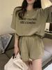 Women's Summer 2024 Korean & Hong Kong Style Fashion: Short Sleeve Top and Wide-Leg Shorts Two-Piece Set