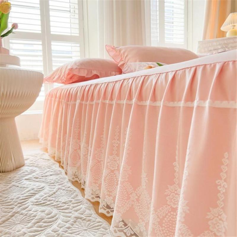 Luxury Lace Bed Cover Queen/King Size Bed Sheet Skirt Solid Color Plain Bed Skirts for Doubel Bed (pillowcase Need Order)
