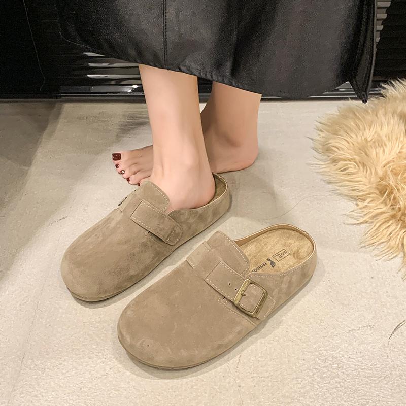 Petite Women's Vintage Half Slippers With Thick Sole And Rubber Outsole Spring Autumn New Arrival Bohemian Style Flat Form Sanda