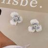 Süße Romantische Farbverlauf Kirschblüten Rosa Gebrochener Diamant Kristall Drei-Blatt-Blume Ohrstecker für Damen Piercing Schmuck