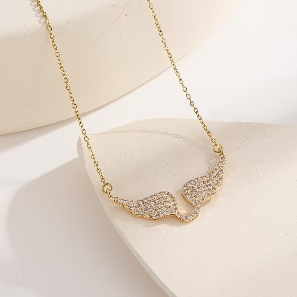 Angel Wing Rhinestone Inlaid Clavicle Necklace Fashion Charm Jewelry